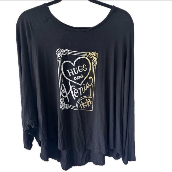 Hugs N Honis Hawaiian Designer Rare Slouchy Dolman Sleeve Stretchy Top One Size - Picture 1 of 6